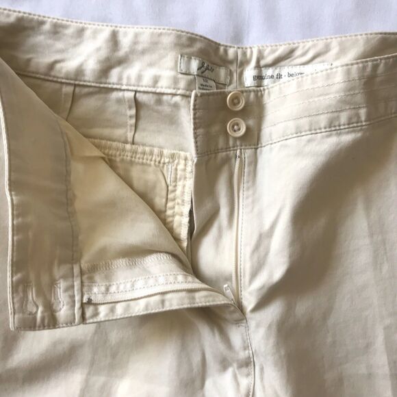 J Jill Capri Crop Pants Womens SZ 12 Genuine Fit Below Waist Beige Cuffed Cotton - Picture 11 of 12